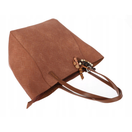 Torebka damska shopper worek A4 duża pojemna torba na ramię NO3793 Brązowa