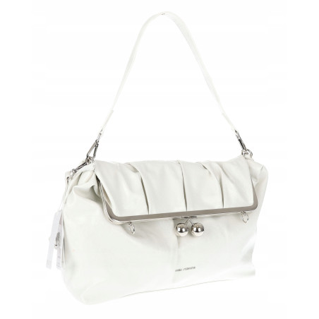 Torebka damska shopper na bigiel pojemna na ramię elegancka RS6085 Biała