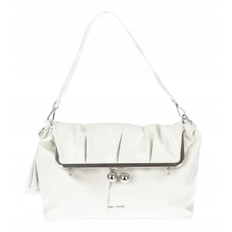 Torebka damska shopper na bigiel pojemna na ramię elegancka RS6085 Biała