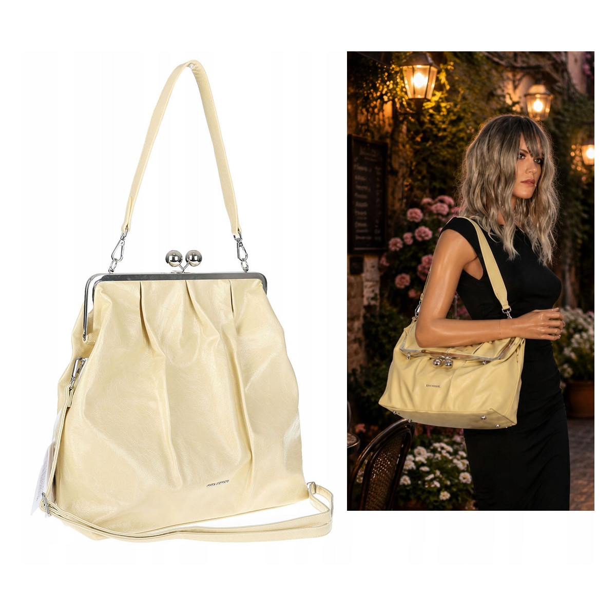 Torebka damska shopper na bigiel pojemna na ramię elegancka RS6085 Żółta