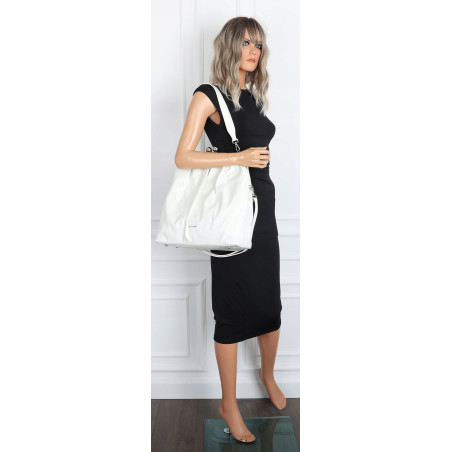 Torebka damska shopper na bigiel pojemna na ramię elegancka RS6085 Biała