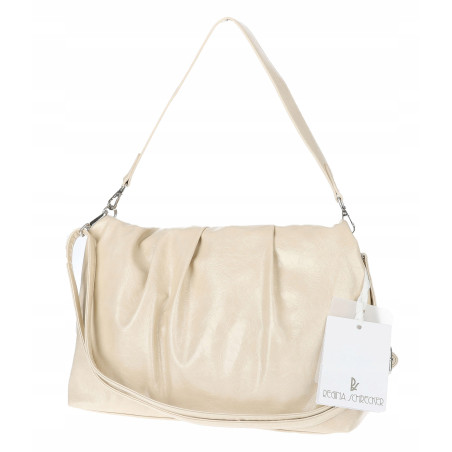 Torebka damska shopper na bigiel pojemna na ramię elegancka RS6085 Beżowa