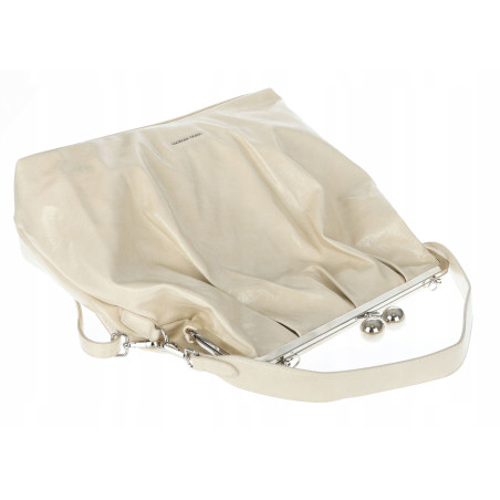 Torebka damska shopper na bigiel pojemna na ramię elegancka RS6085 Beżowa