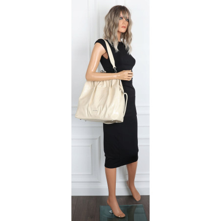 Torebka damska shopper na bigiel pojemna na ramię elegancka RS6085 Beżowa