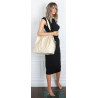 Torebka damska shopper na bigiel pojemna na ramię elegancka RS6085 Beżowa