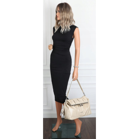 Torebka damska shopper na bigiel pojemna na ramię elegancka RS6085 Beżowa
