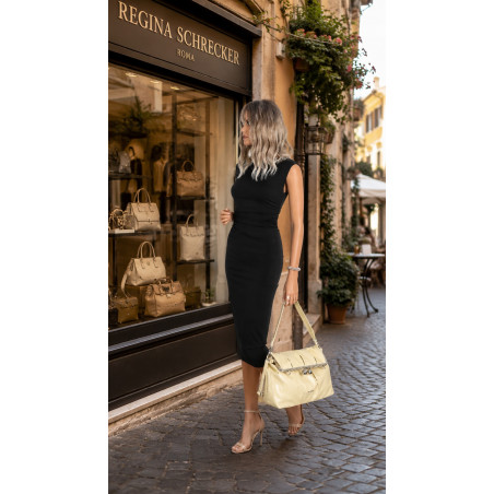 Torebka damska shopper na bigiel pojemna na ramię elegancka RS6085 Żółta