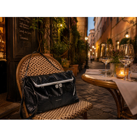 Torebka damska shopper na bigiel pojemna na ramię elegancka RS6085 Czarna
