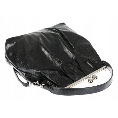 Torebka damska shopper na bigiel pojemna na ramię elegancka RS6085 Czarna