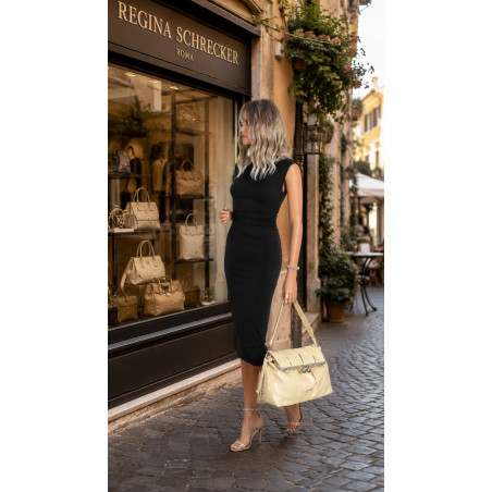 Torebka damska shopper na bigiel duża pojemna torba na ramię RS6085 Żółta