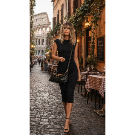Torebka damska shopper na bigiel listonoszka pojemna na ramię A227 Czarna