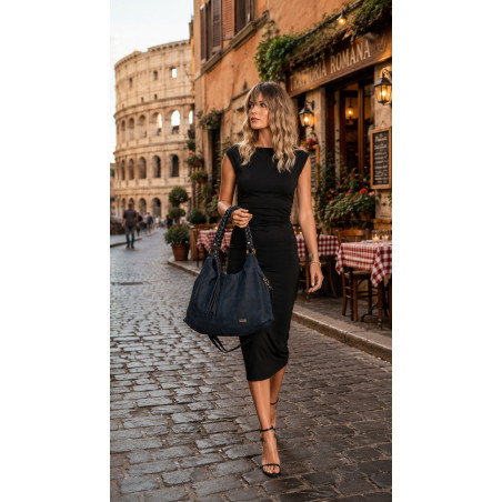 Torebka Damska Worek Shopper Torba na Ramię duża pajemna CC6612 Granatowa
