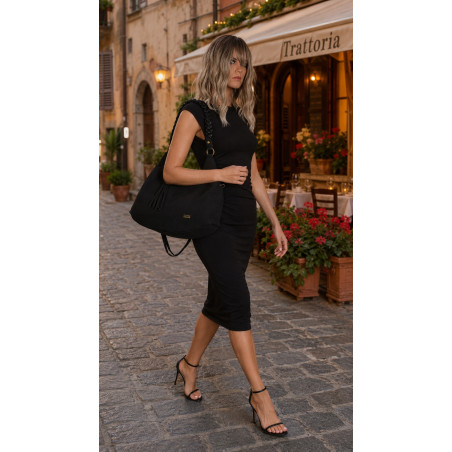 Torebka Damska Worek Shopper Torba na Ramię duża pajemna CC6612 Czarna