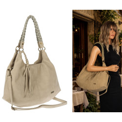 Torebka Damska Worek Shopper Torba na Ramię duża pajemna CC6612 Beżowa