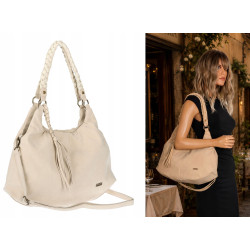 Torebka Damska Worek Shopper Torba na Ramię duża pajemna CC6612 Beżowa