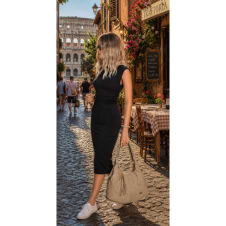 Torebka Damska Worek Shopper Torba na Ramię duża pajemna CC6612 Beżowa