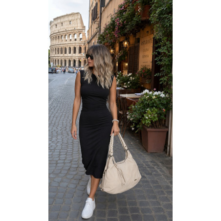 Torebka Damska Worek Shopper Torba na Ramię duża pajemna CC6612 Beżowa