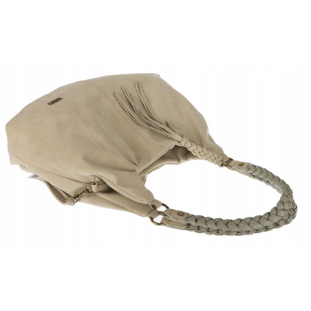 Torebka Damska Worek Shopper Torba na Ramię duża pajemna CC6612 Beżowa