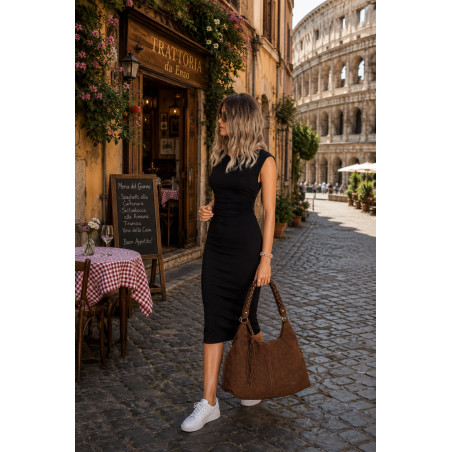 Torebka Damska Worek Shopper Torba na Ramię duża pajemna CC6612 Czekoladowa
