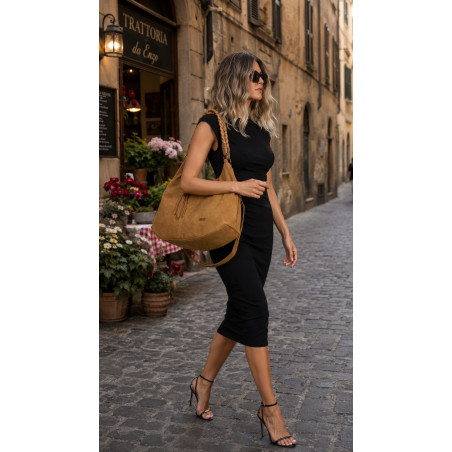 Torebka Damska Worek Shopper Torba na Ramię duża pajemna CC6612 Brązowa