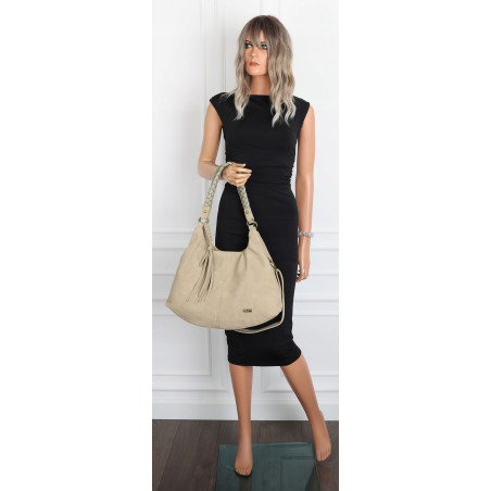 Torebka Damska Worek Shopper Torba na Ramię duża pajemna CC6612 Beżowa