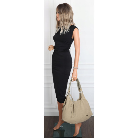 Torebka Damska Worek Shopper Torba na Ramię duża pajemna CC6612 Beżowa