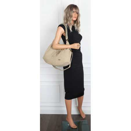 Torebka Damska Worek Shopper Torba na Ramię duża pajemna CC6612 Beżowa