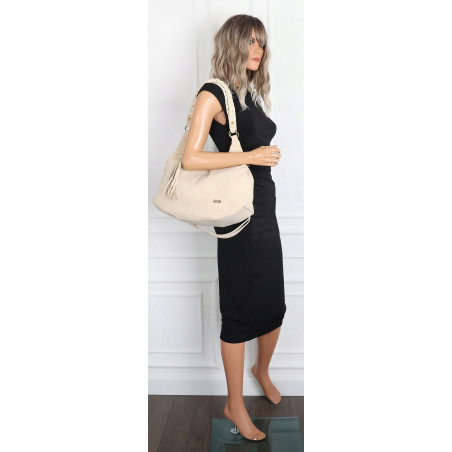 Torebka Damska Worek Shopper Torba na Ramię duża pajemna CC6612 Beżowa