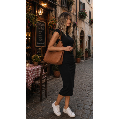 Torebka damska Tommasini A4 na ramię duża shopper worek NO3803 Brązowa