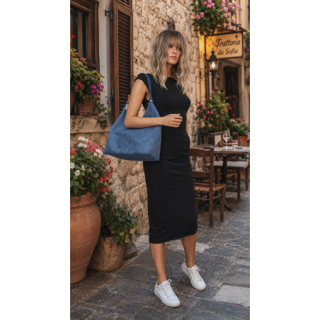 Torebka damska Tommasini A4 na ramię duża shopper worek NO3803 Niebieska
