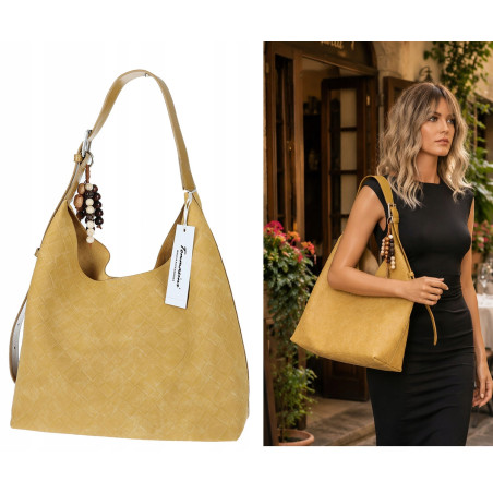 Torebka damska Tommasini A4 na ramię duża shopper worek NO3803 Żółta