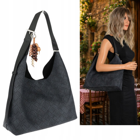 Torebka damska Tommasini A4 na ramię duża shopper worek NO3803 Czarna
