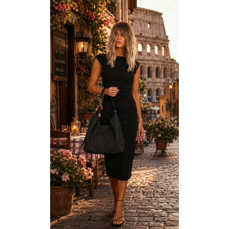 Torebka damska Tommasini A4 na ramię duża shopper worek NO3803 Czarna