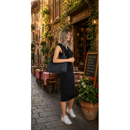 Torebka damska Tommasini A4 na ramię duża shopper worek NO3803 Czarna