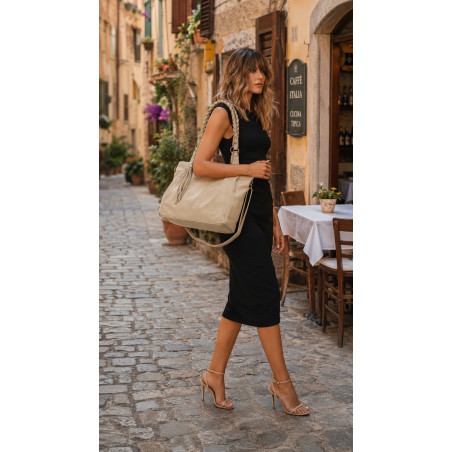 Torebka Damska Worek Shopper Torba na Ramię duża pajemna CC6611 Beżowa