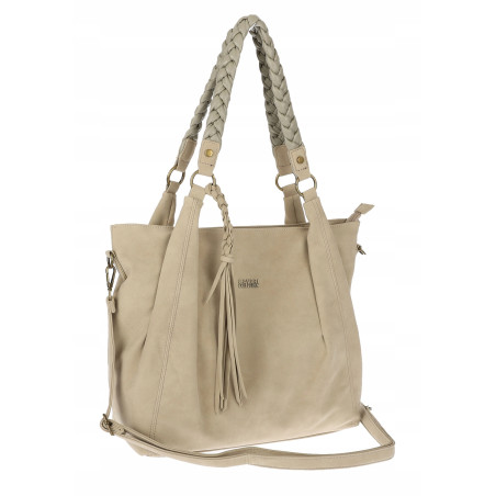 Torebka Damska Worek Shopper Torba na Ramię duża pajemna CC6611 Beżowa