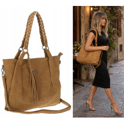 Torebka Damska Worek Shopper Torba na Ramię duża pajemna CC6611 Brązowa