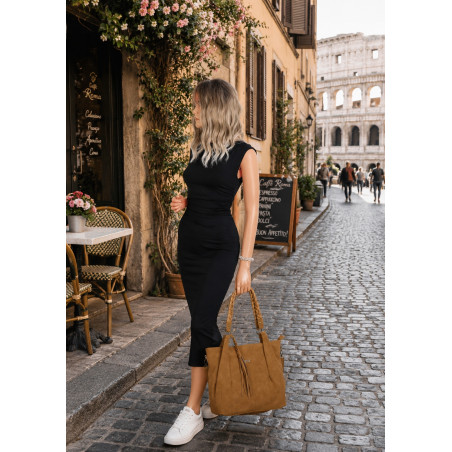 Torebka Damska Worek Shopper Torba na Ramię duża pajemna CC6611 Brązowa