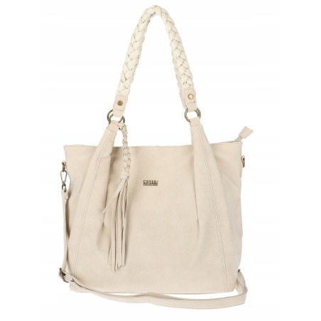 Torebka Damska Worek Shopper Torba na Ramię duża pajemna CC6611 Beżowa