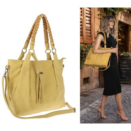 Torebka Damska Worek Shopper Torba na Ramię duża pajemna CC6611 Żółta