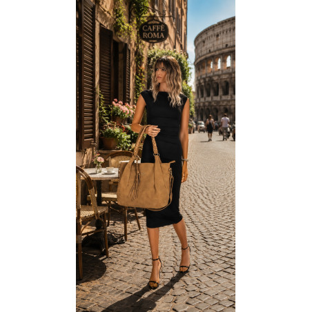Torebka Damska Worek Shopper Torba na Ramię duża pajemna CC6611 Brązowa