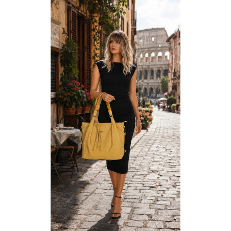 Torebka Damska Worek Shopper Torba na Ramię duża pajemna CC6611 Żółta