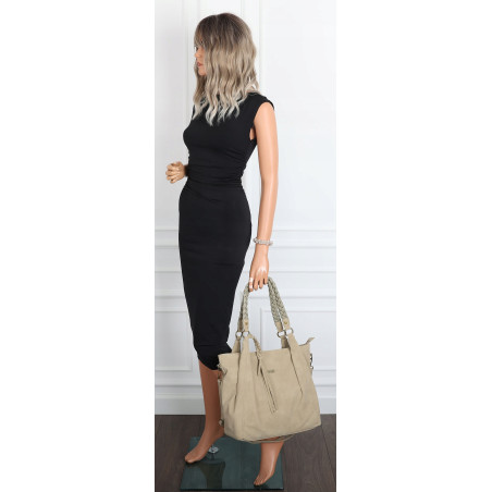Torebka Damska Worek Shopper Torba na Ramię duża pajemna CC6611 Beżowa