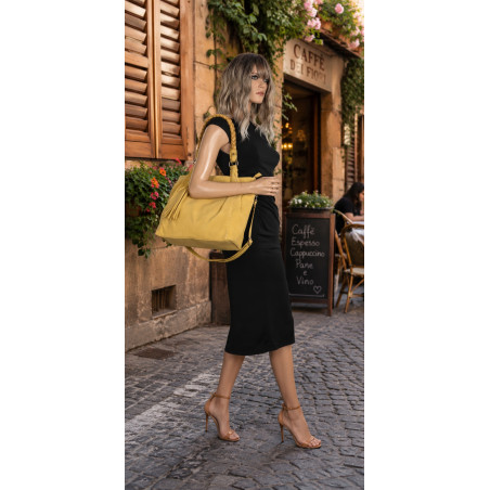 Torebka Damska Worek Shopper Torba na Ramię duża pajemna CC6611 Żółta
