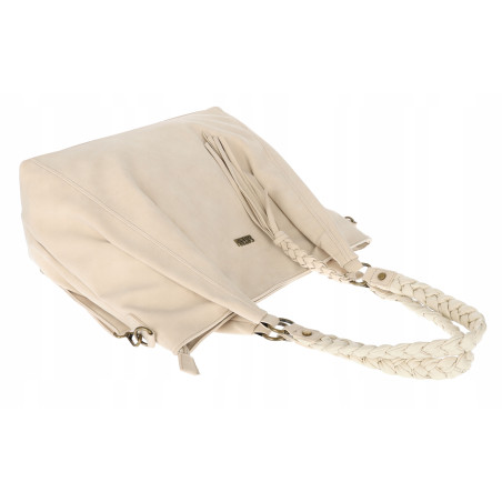 Torebka Damska Worek Shopper Torba na Ramię duża pajemna CC6611 Beżowa
