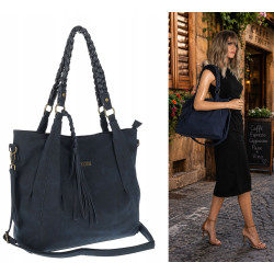Torebka Damska Worek Shopper Torba na Ramię duża pajemna CC6611 Granatowa
