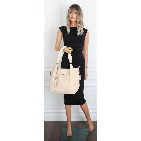 Torebka Damska Worek Shopper Torba na Ramię duża pajemna CC6611 Beżowa