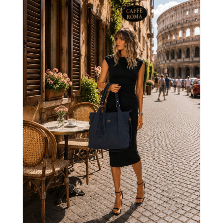 Torebka Damska Worek Shopper Torba na Ramię duża pajemna CC6611 Granatowa