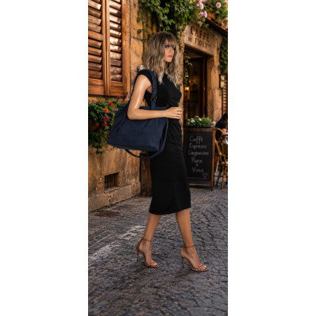 Torebka Damska Worek Shopper Torba na Ramię duża pajemna CC6611 Granatowa