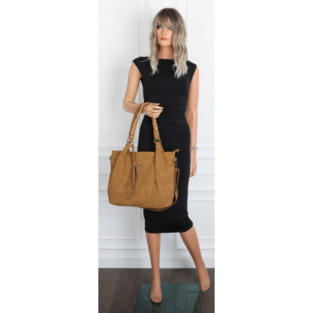 Torebka Damska Worek Shopper Torba na Ramię duża pajemna CC6611 Brązowa